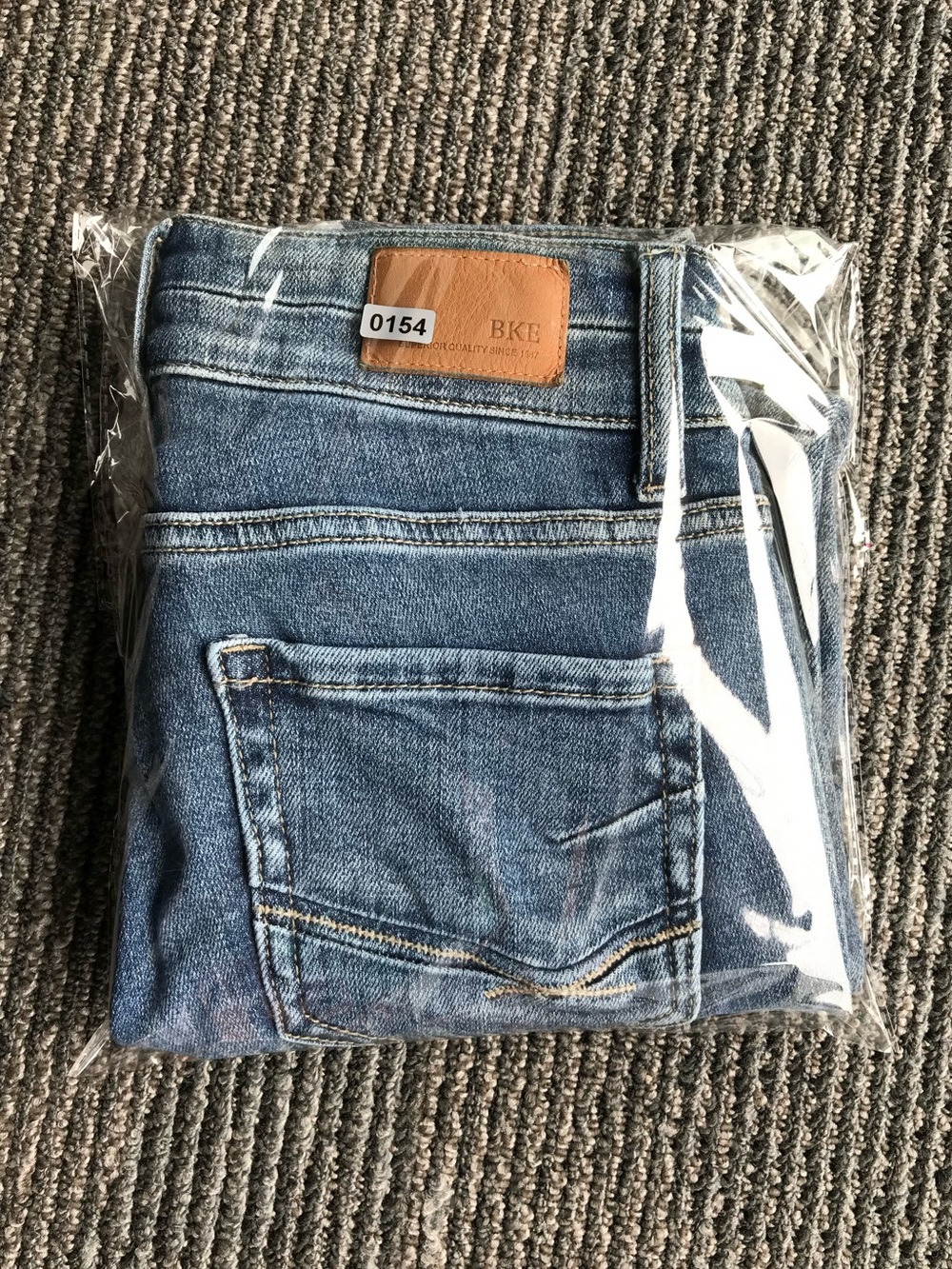 BKE Vintage Blue Denim Jeans with Leather Patch